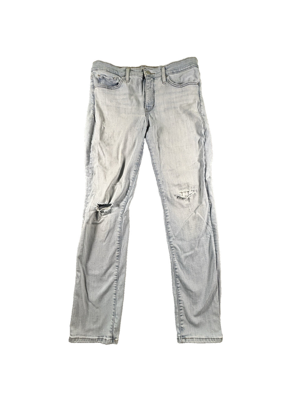 Levi's 314 Shaping Straight Jeans Size 31x32 Light Wash Blue Stretch Distressed